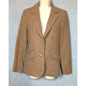 Vtg Equestrian Riding Jacket 100% Wool Brown Tweed 6 Small Polished Country Club